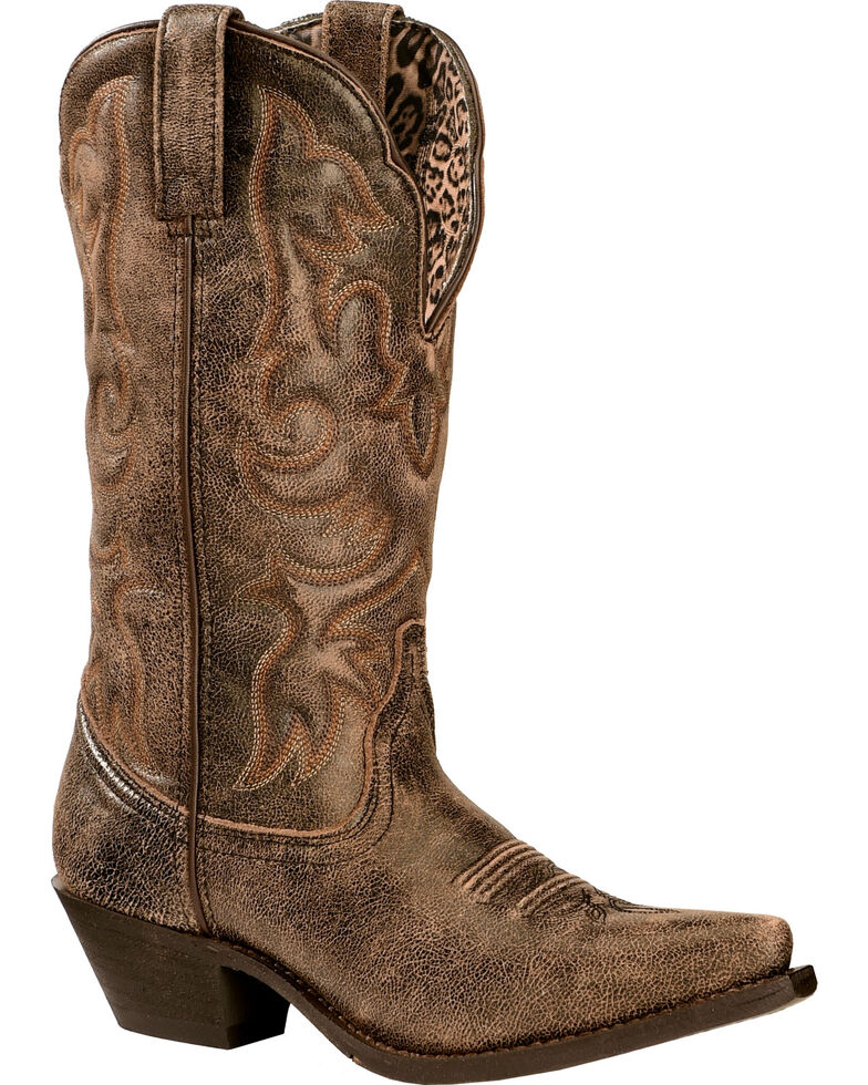 Laredo Women's Antique Brown Wide Calf Snip Toe Western Boot | Brown & Black