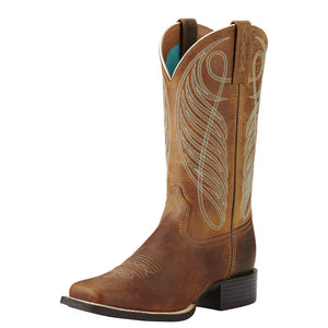 Ariat Women Round Up Wide Square Toe | Green/Brown