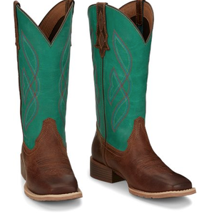JUSTIN WOMENS BOOTS | TURQUOISE AND BROWN